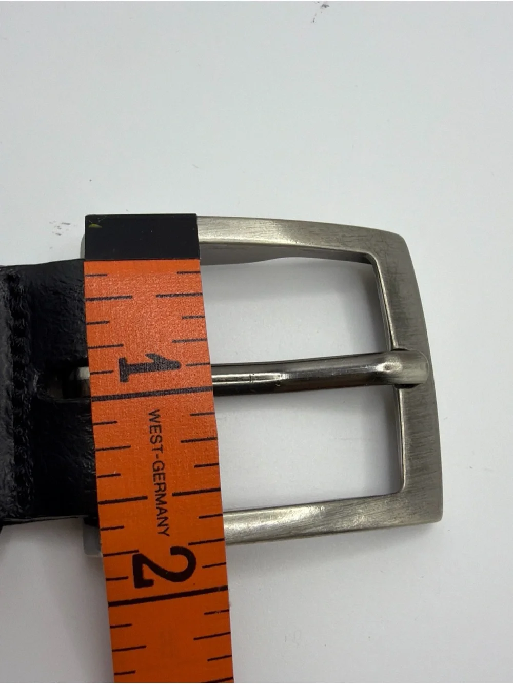 Black Italian Leather Dress Belt - Silver Color Buckle Men's Size 36/90